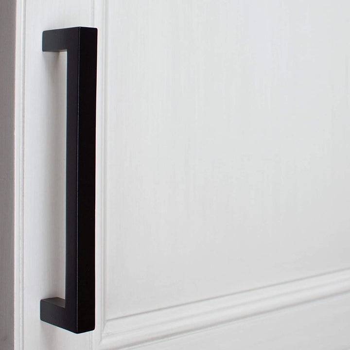 25 Pack 5 inch Center Solid Square Bar Pull Black Modern Contemporary Metal Matte - Diamond Home USA