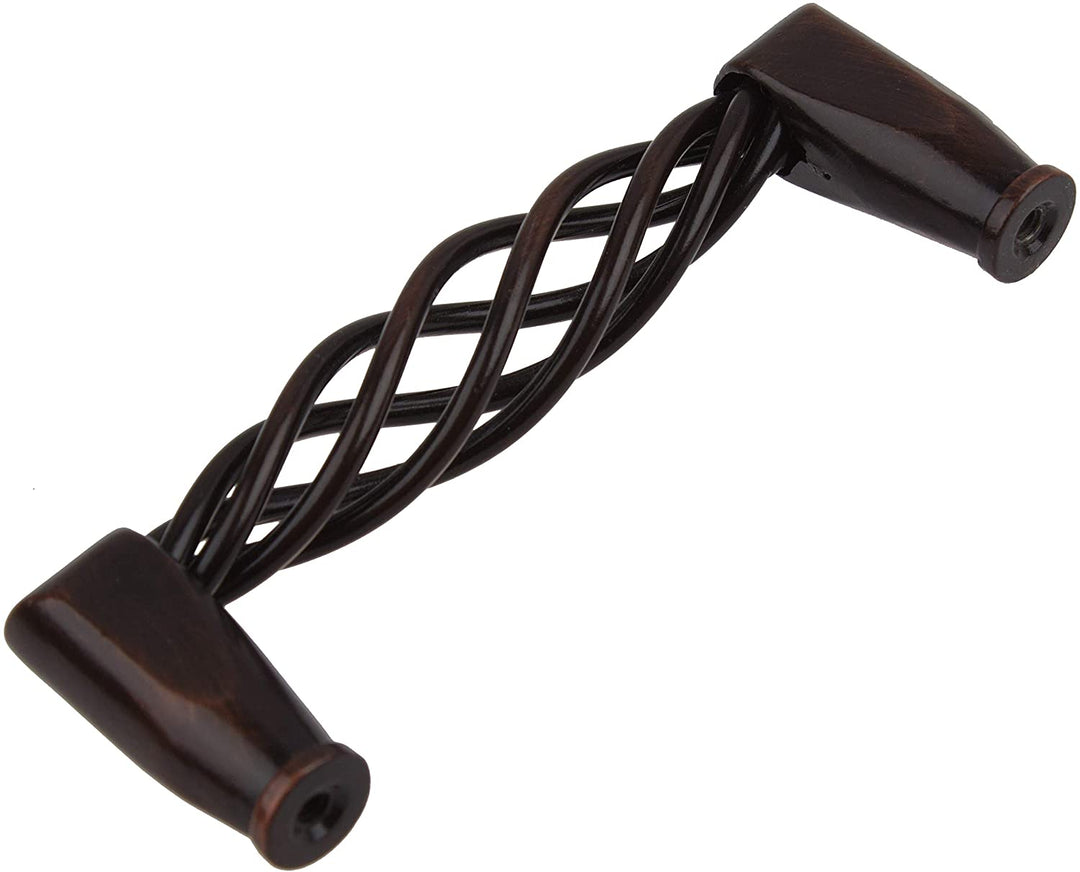 3 3/4 inch Screw Center Twisted Birdcage Cabinet Hardware Pull Rustic Bronze (Pack 10) Brown Metal Finish