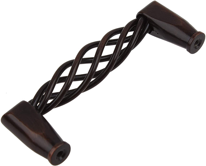 3 3/4 inch Screw Center Twisted Birdcage Cabinet Hardware Pull Rustic Bronze (Pack 10) Brown Metal Finish