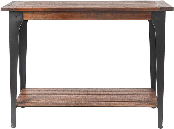 Wood Metal Console Entryway Table Black Brown Modern Contemporary Rectangle Iron Oak Finish Storage - Diamond Home USA