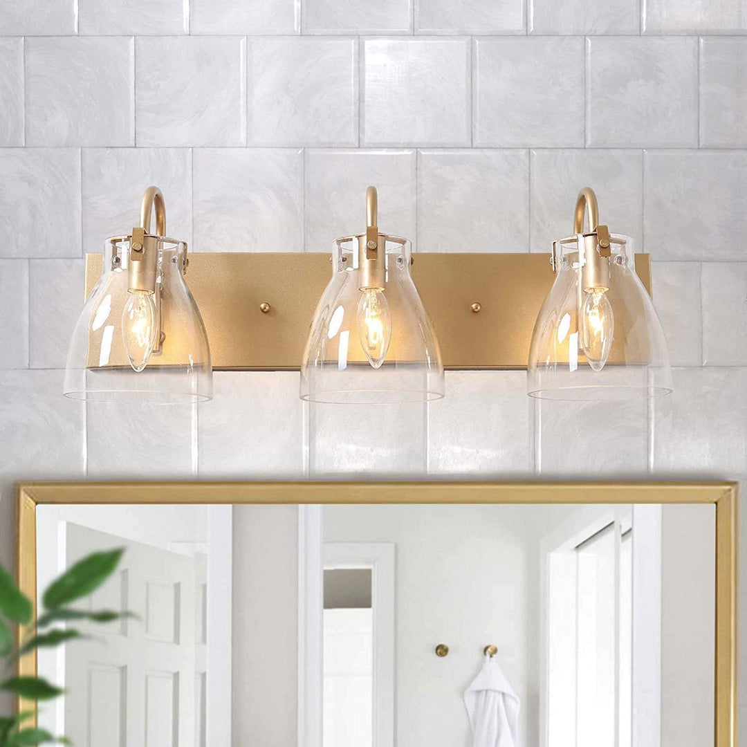 Glam 4 Lights Bathroom Vanity Lights Golden Wall Sconce