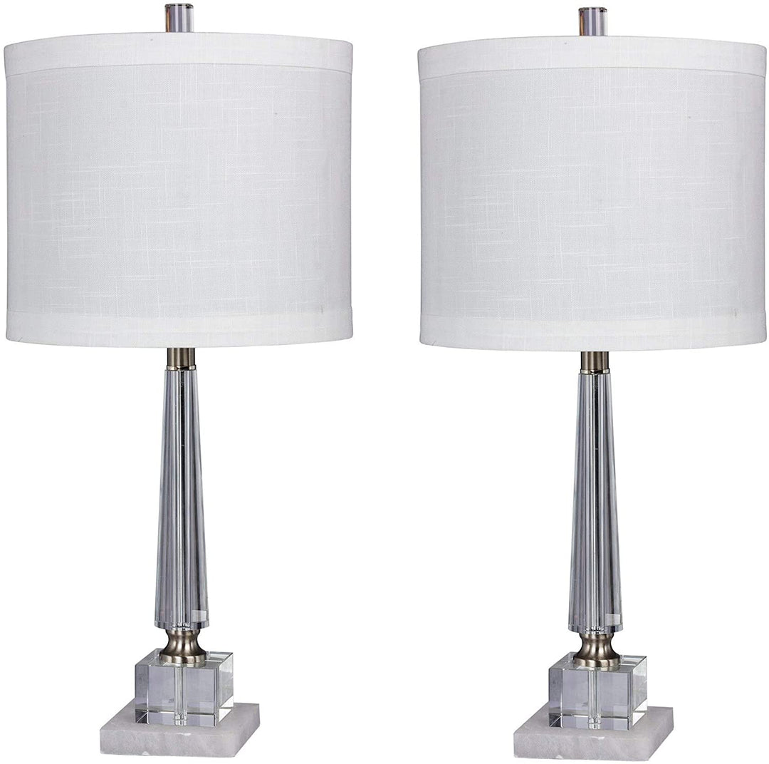 Lighting's Pair 26 Tapered Table Lamps Clear Crystal Snow