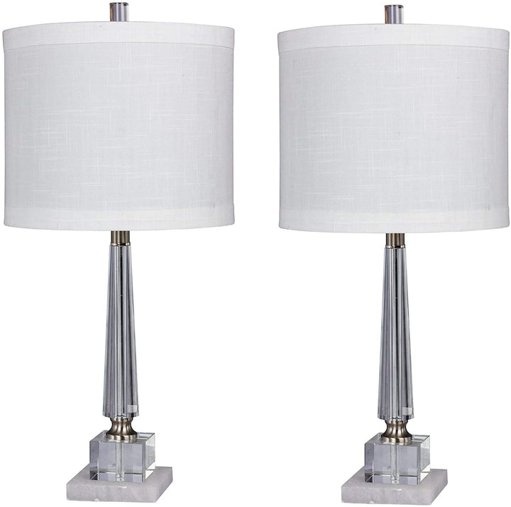 Lighting's Pair 26 Tapered Table Lamps Clear Crystal Snow