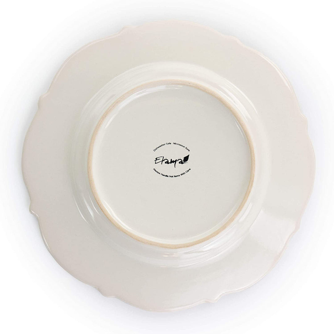 16 Piece Embossed Scalloped Stoneware Dinnerware Set White Textured Casual Round Dishwasher Safe - Diamond Home USA