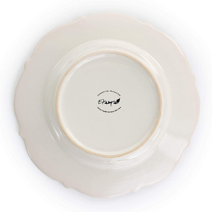 16 Piece Embossed Scalloped Stoneware Dinnerware Set White Textured Casual Round Dishwasher Safe - Diamond Home USA