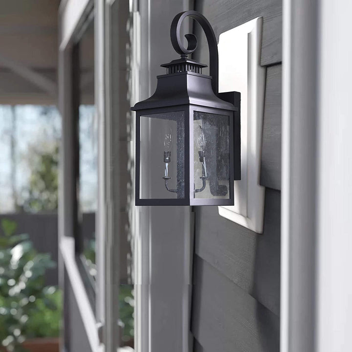 2 Light Exterior Lighting Black Finish Traditional Metal Water Resistant - Diamond Home USA