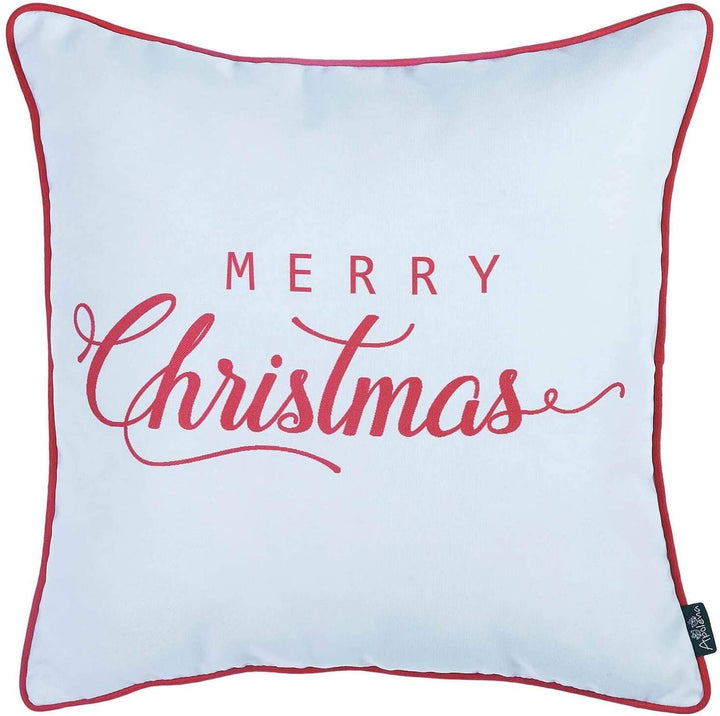 Merry Christmas Throw Pillow Covers Gift 18"x18" (Set 4) Color Floral Modern Contemporary Polyester Set 3 More Removable Cover - Diamond Home USA