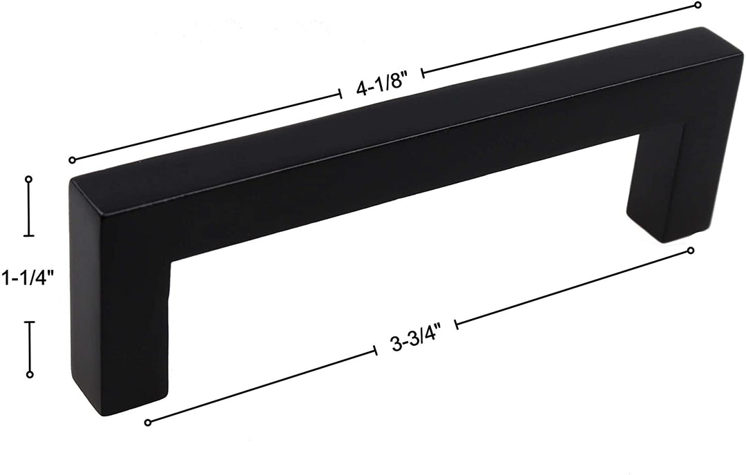5 Pack 3 3/4 inch Center Solid Square Bar Pull Black Modern Contemporary Metal Matte - Diamond Home USA