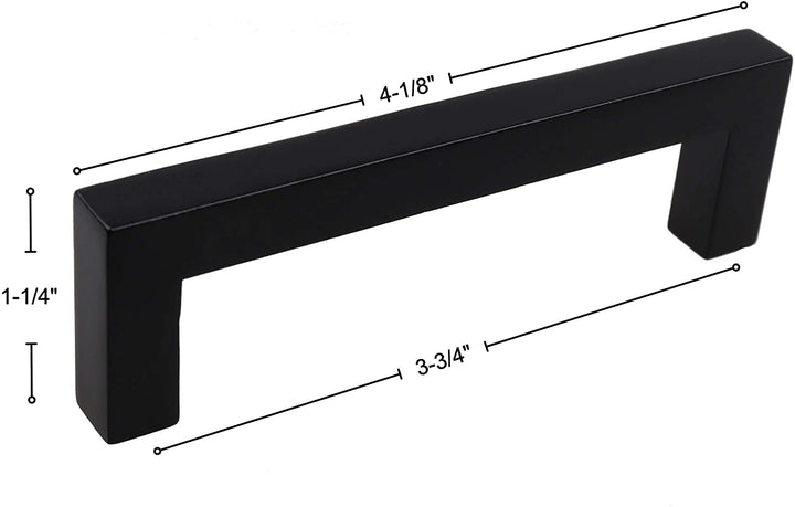 5 Pack 3 3/4 inch Center Solid Square Bar Pull Black Modern Contemporary Metal Matte - Diamond Home USA