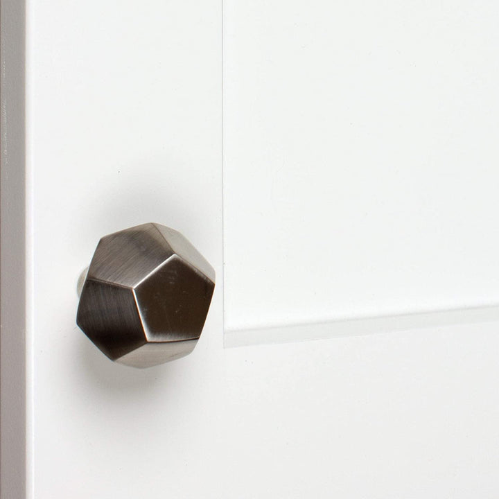 1 1/2 Inch Satin Nickel Solid Faceted Cabinet Knobs (10 Pack) Modern Contemporary Zinc Finish - Diamond Home USA