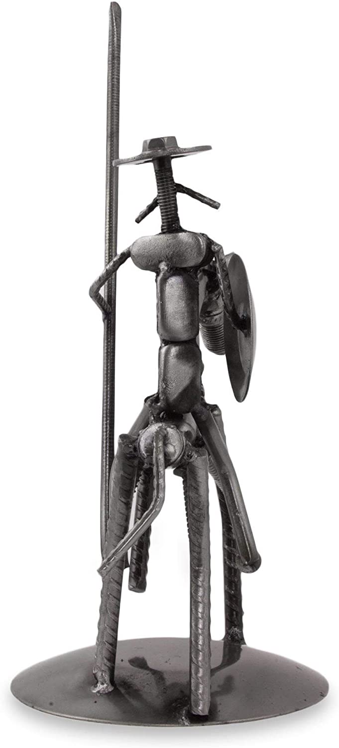 Handmade Recycled Auto Parts ' Quixote' Sculpture (Mexico) Grey Fine Art Metal - Diamond Home USA