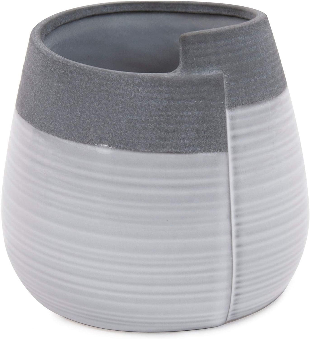 Rolled Two Tone Gray Vase Small 6h X 6w 6d Grey
