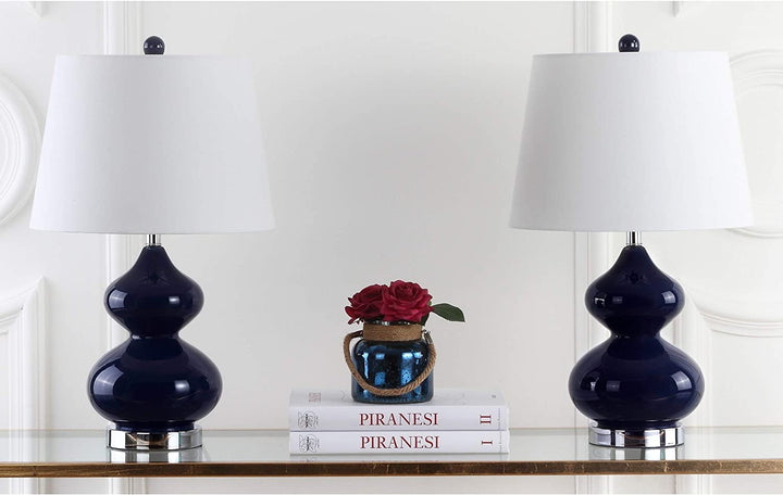 Lighting 24 inch Eva Double Glass Navy Table Lamp (Set 2)