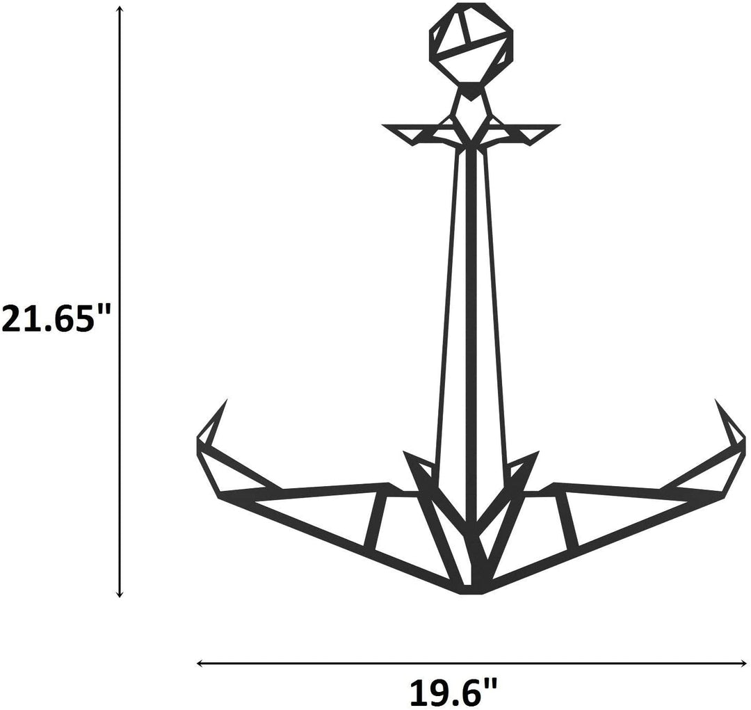 Geo Anchor Modern Metal Wall Art Black Contemporary Nautical Coastal