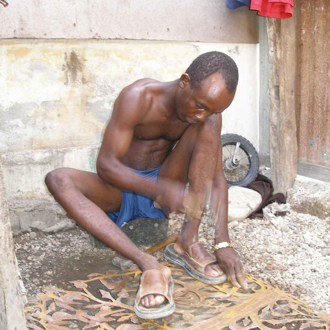 Handmade 14" Tree Life Birds Metal Art (Haiti) Grey Bohemian Eclectic Steel - Diamond Home USA