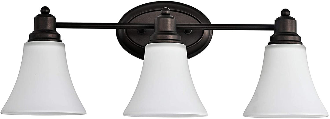 3 Light Oil Rubbed Bronze Bath/Vanity Fixture Brown Farmhouse Transitional Glass Steel Includes Hardware - Diamond Home USA