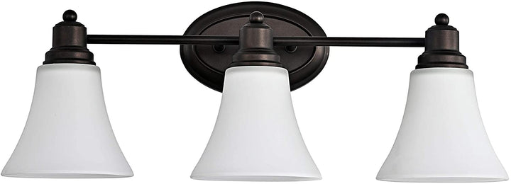3 Light Oil Rubbed Bronze Bath/Vanity Fixture Brown Farmhouse Transitional Glass Steel Includes Hardware - Diamond Home USA
