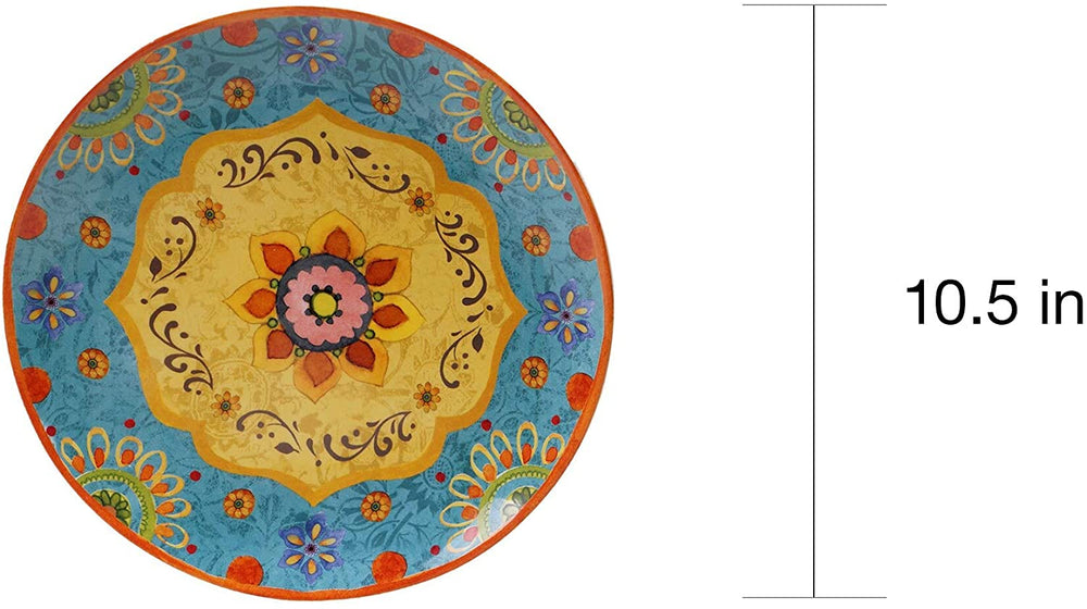 Sunset 10 5 inch Dinner Plates (Set 4) Green Red Yellow Textured Modern Contemporary Ceramic 4 Piece Microwave Safe