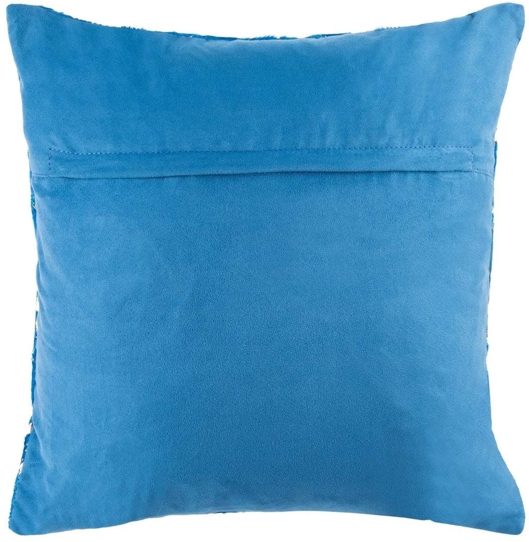 Metallic Blue/Gold Cowhide 20 inch Decorative Pillow Blue Textured Casual Farmhouse Modern Contemporary Suede Single Removable Cover