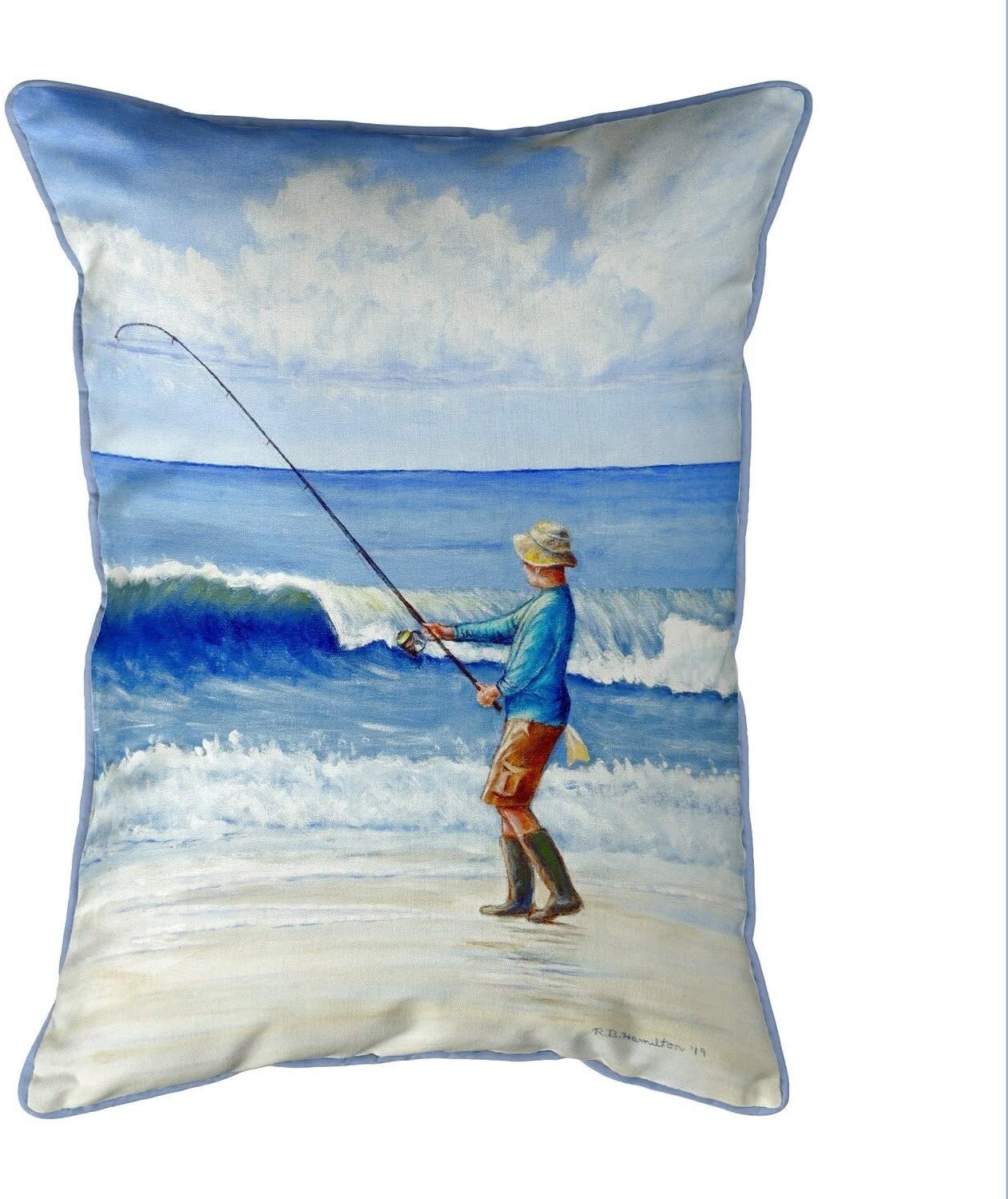 Surf Fishing Small Pillow 11x14 Color Graphic Nautical