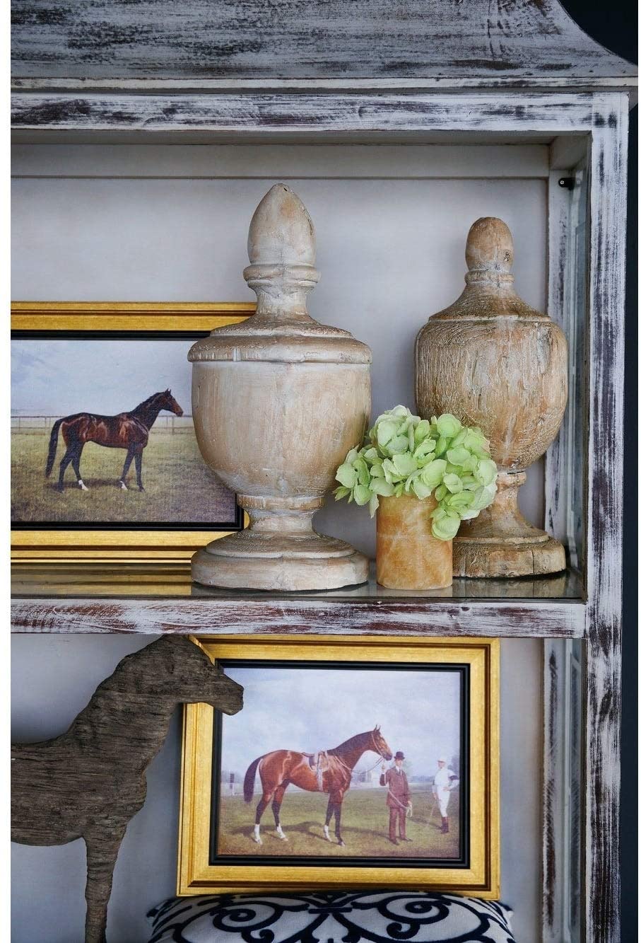 Beige Wood Decorative Finial Vintage Handmade - Diamond Home USA