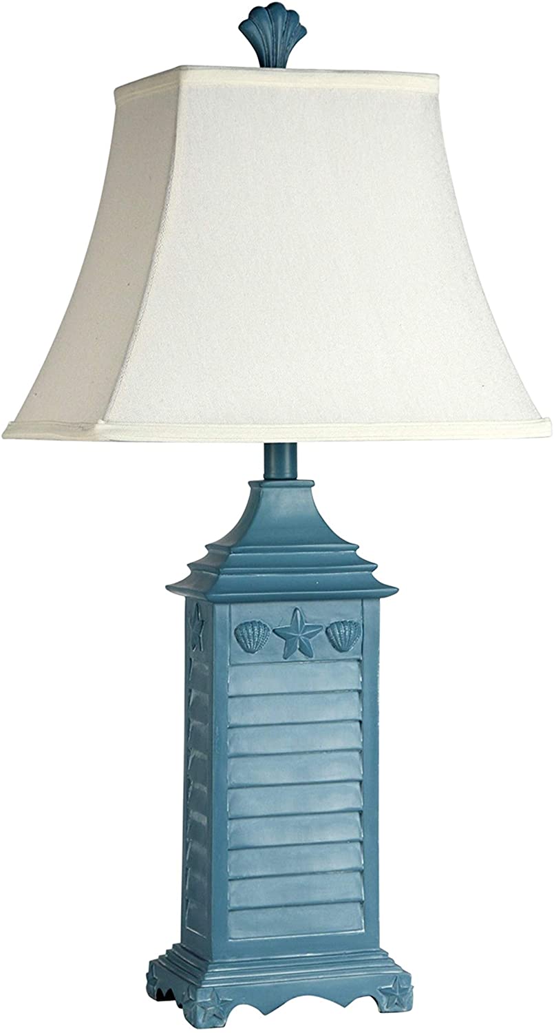 Blue Table Lamp White Softback Fabric Shade