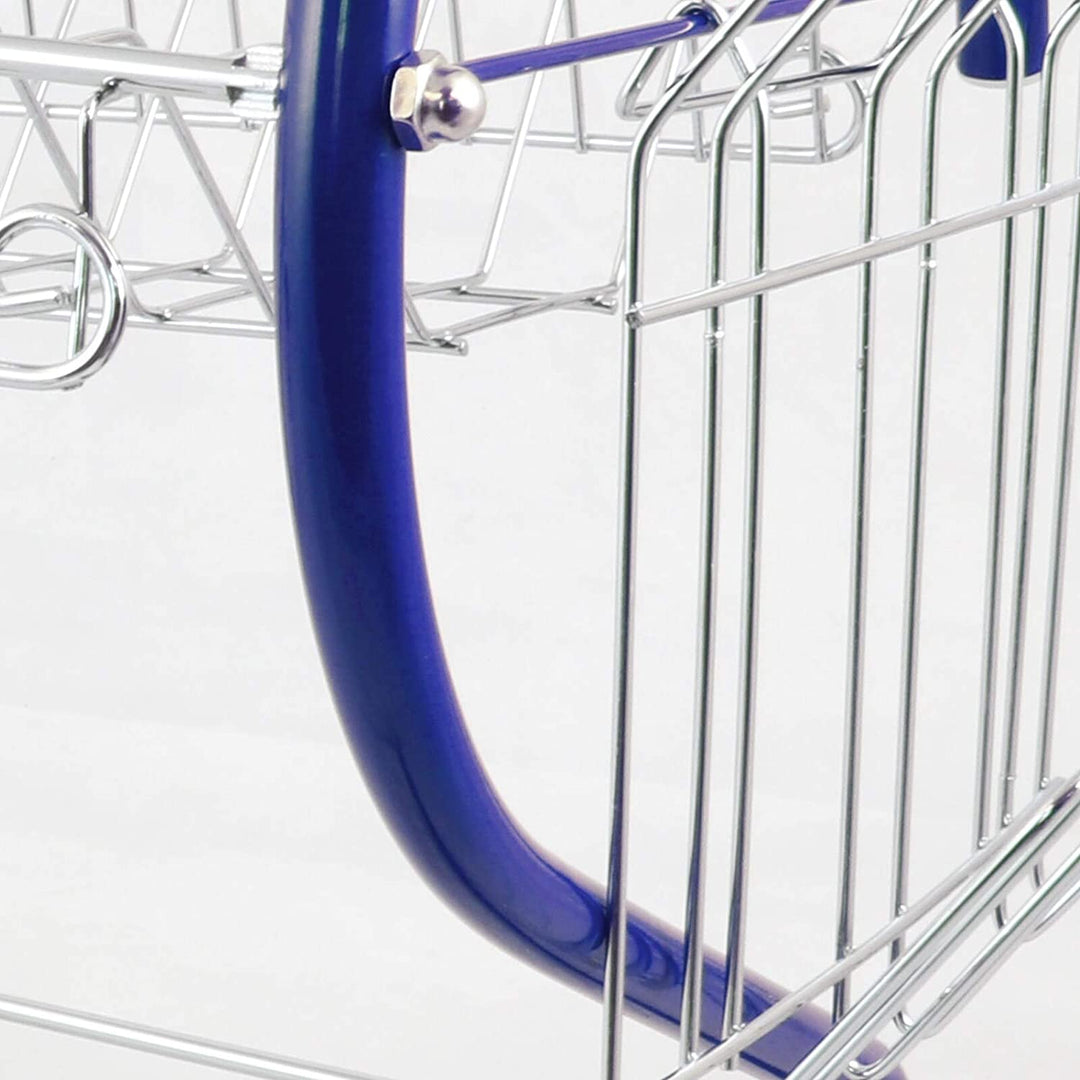 22 inch 2 Tier Chrome Plated Dishrack Blue Metal Finish - Diamond Home USA