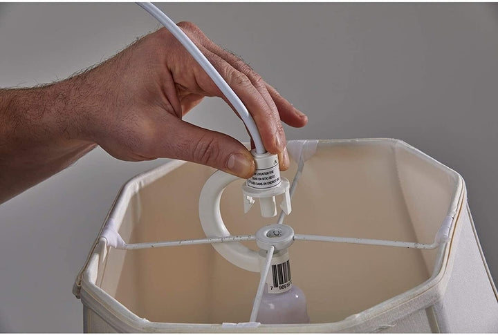 Tall White Drum Portable Lamp Glam Modern Contemporary Transitional Fabric - Diamond Home USA