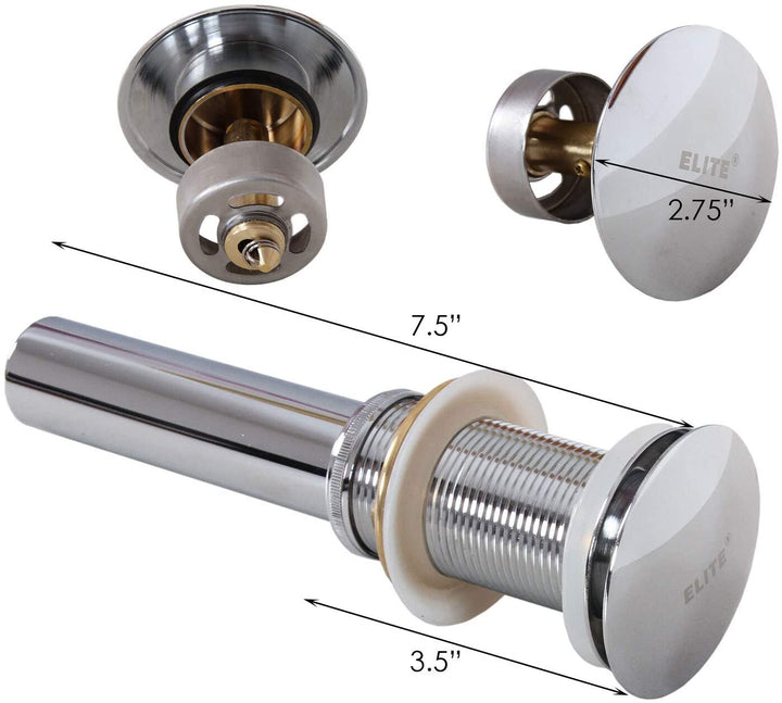 Chrome Luxury Bathroom Sink Pop up Drain Umbrella Basket Design Grey Round Brass Solid Finish Silver Lead Free - Diamond Home USA