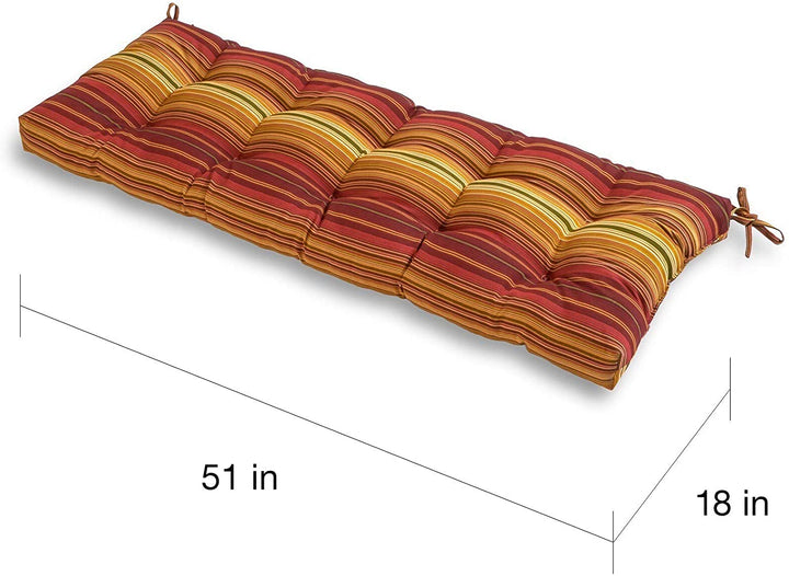 MISC 18 inch X 51 inch Outdoor Stripe Bench Cushion by Red Yellow Striped Traditional Transitional Polyester Fade Resistant Uv Water