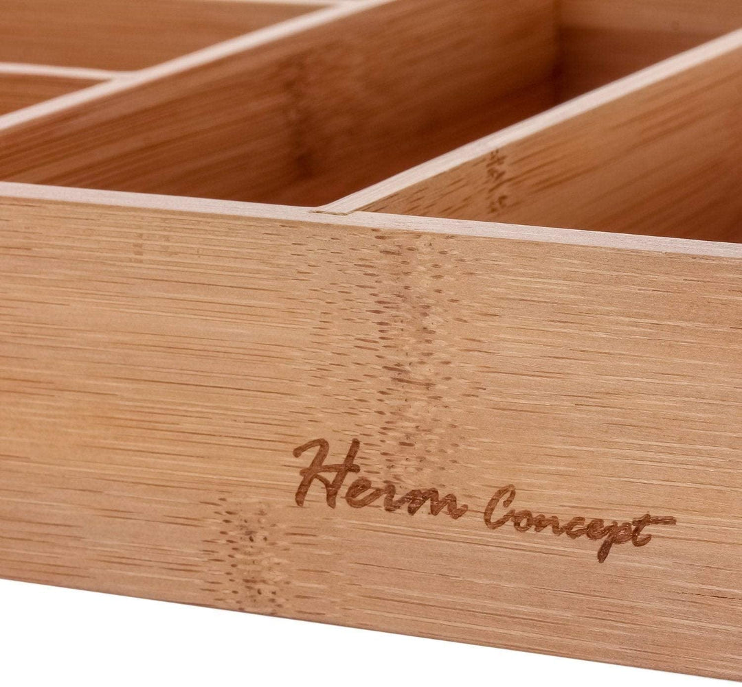 Bamboo Utility Drawer 6 Slot Organizer Cutlery Tray Bronze Wood - Diamond Home USA