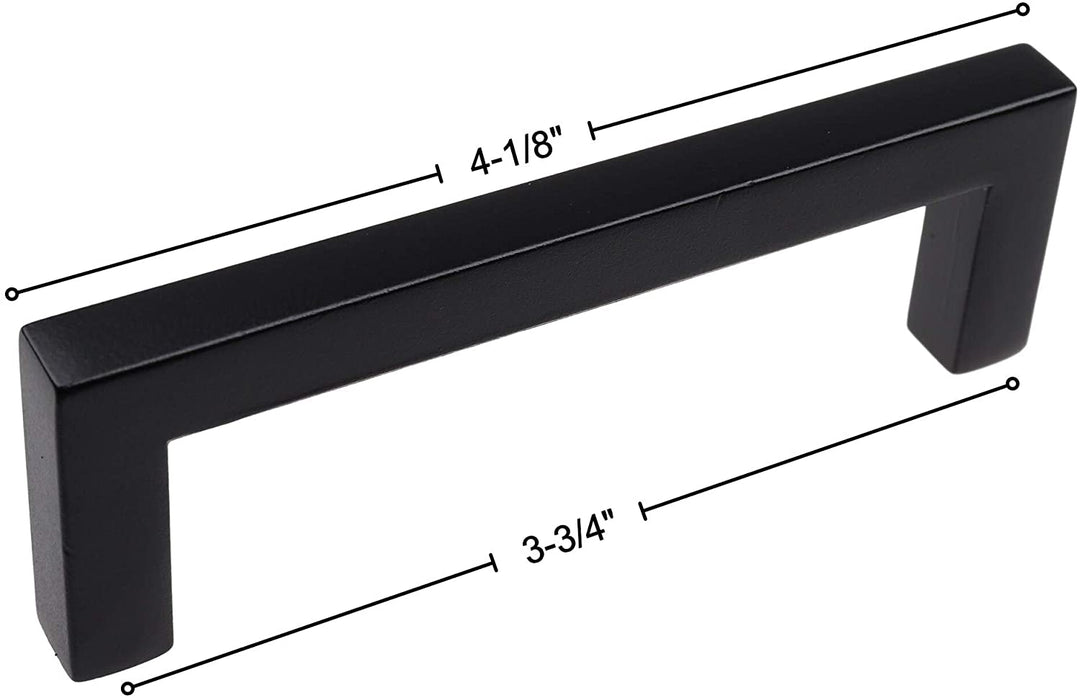 25 Pack 3 3/4 inch Center Solid Square Cabinet Pull Black Modern Contemporary Zinc Matte - Diamond Home USA