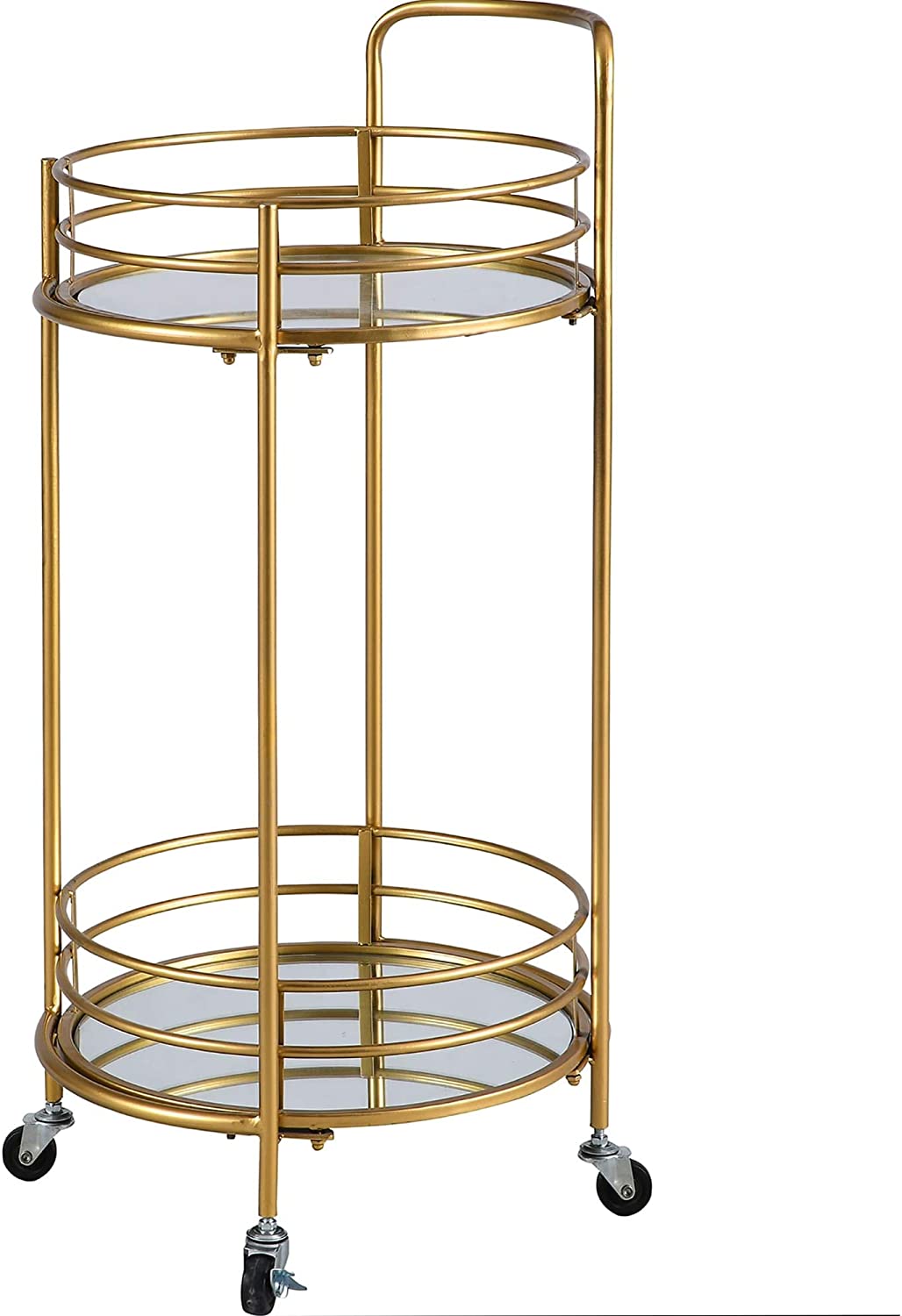 Gold Round Bar Cart American Crafted Metal 16 X 33 5 Yellow Industrial - Diamond Home USA