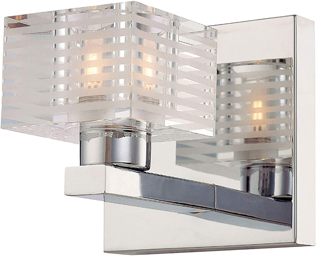 Chrome Clear Glass 1 Light Vanity Modern Contemporary