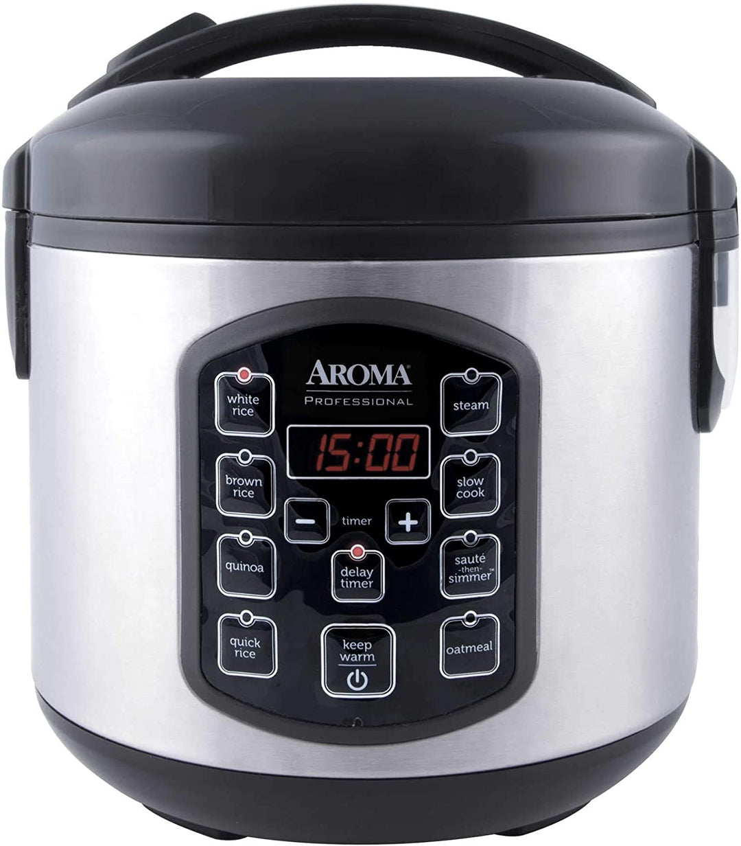 8 Cup (Cooked) Digital Rice Cooker Silver Stainless Steel
