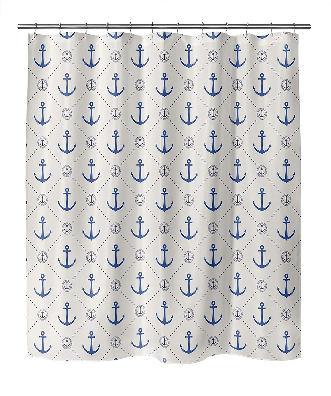 Anchor Chief Ivory Blue Shower Curtain by 71x74 Off/White