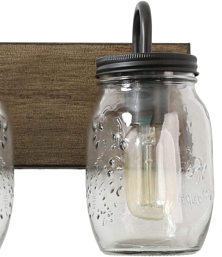 Modern Mason Jar Glass Wall Sconces 18 1" l X 7 9" Wx 9 4" h Metallic Mid Century Metal Black Dimmable - Diamond Home USA