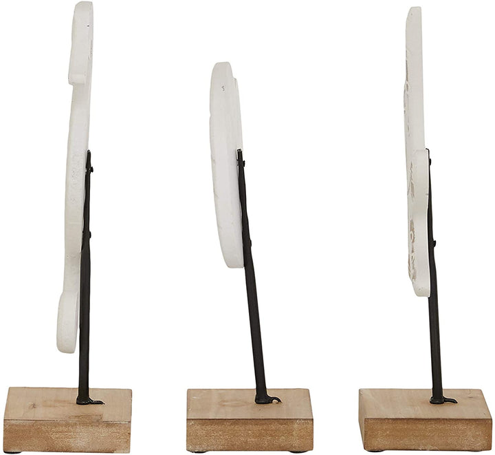 Small Wooden Sea Sculptures Set 3 8 X 4 13 White Wood - Diamond Home USA