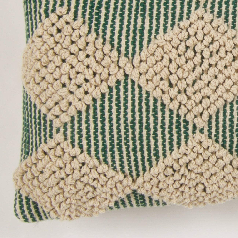 Handwoven Hunter Green/Ivory Accent Pillow Green Diamond Cotton One Textured - Diamond Home USA