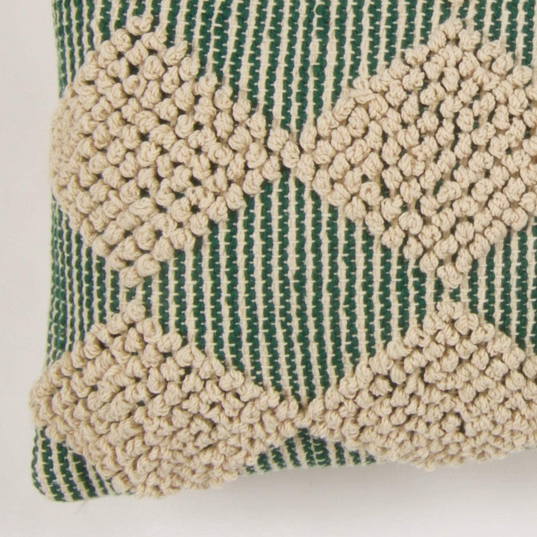 Handwoven Hunter Green/Ivory Accent Pillow Green Diamond Cotton One Textured - Diamond Home USA