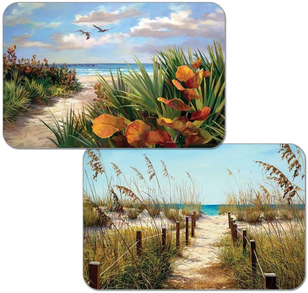 Wipe Clean Plastic Placemats Set 4 Path Ocean Color