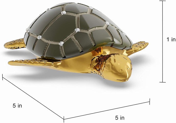 Table Top Polystone Turtle Sculpture Set Brown Green Marble Stone - Diamond Home USA