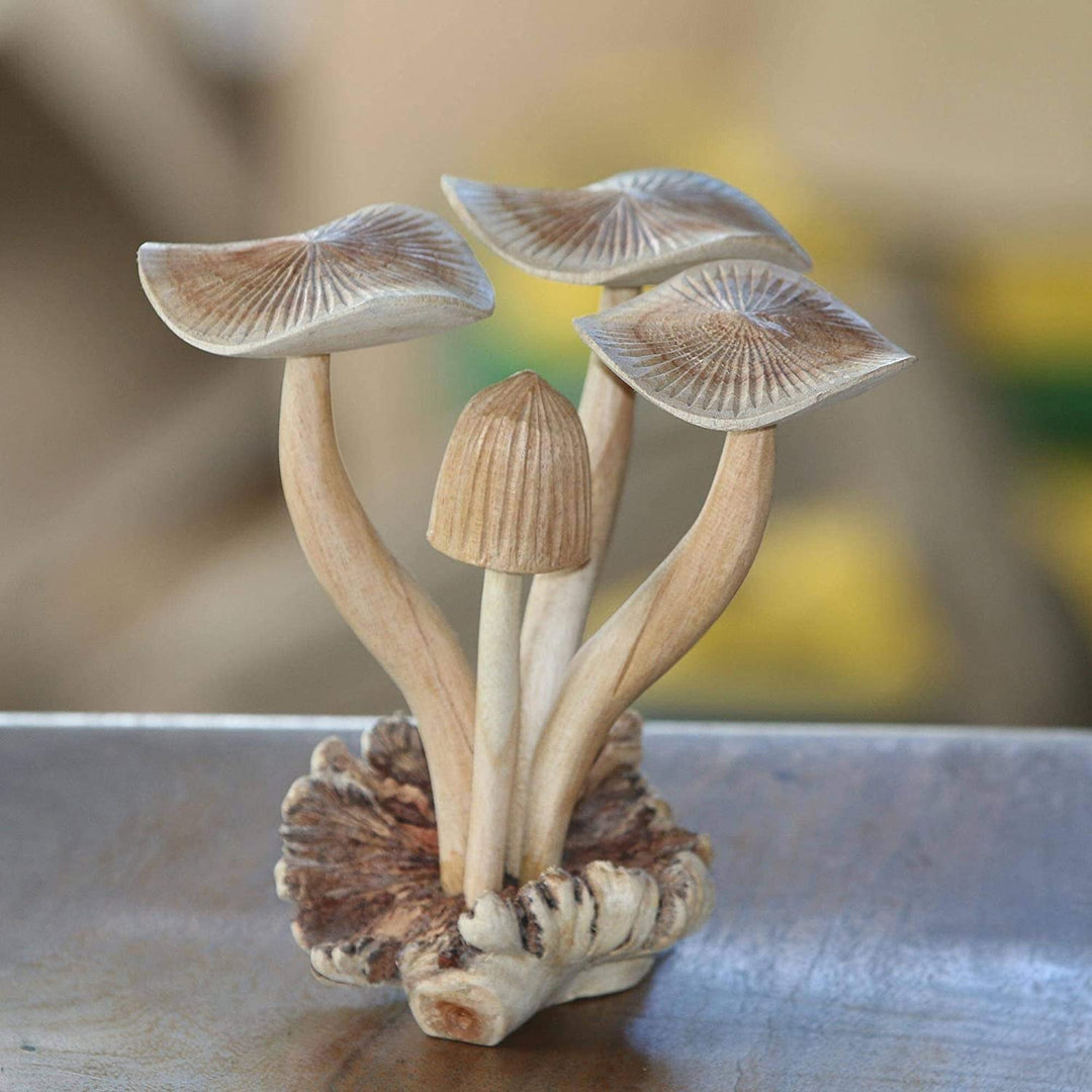 Handmade Mushroom Wood Sculpture (Indonesia) Brown - Diamond Home USA