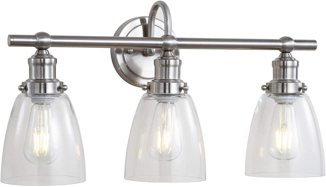 Lighting 3 Light Brush Nickel Led Sconce Modern Contemporary Transitional Glass Metal Chrome Bulb Included - Diamond Home USA