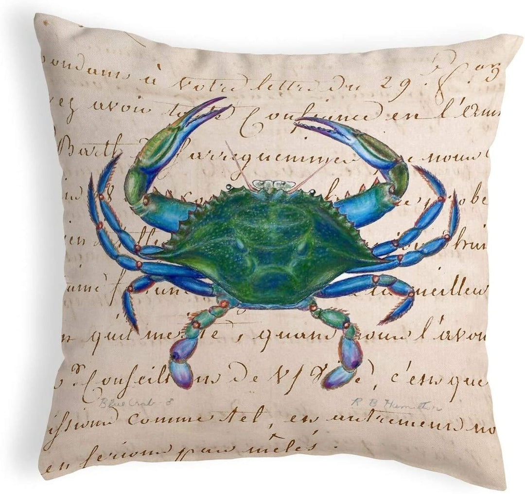 Male Blue Crab Beige Small No Cord Pillow 12x12 Color