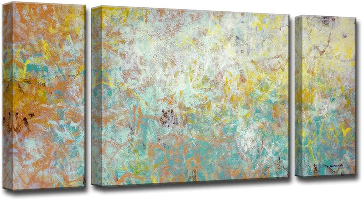 by Jr 3 Piece Wrapped Canvas Wall Art Set Brown White Yellow Modern Contemporary Specialty Wood Handmade Includes Hardware - Diamond Home USA