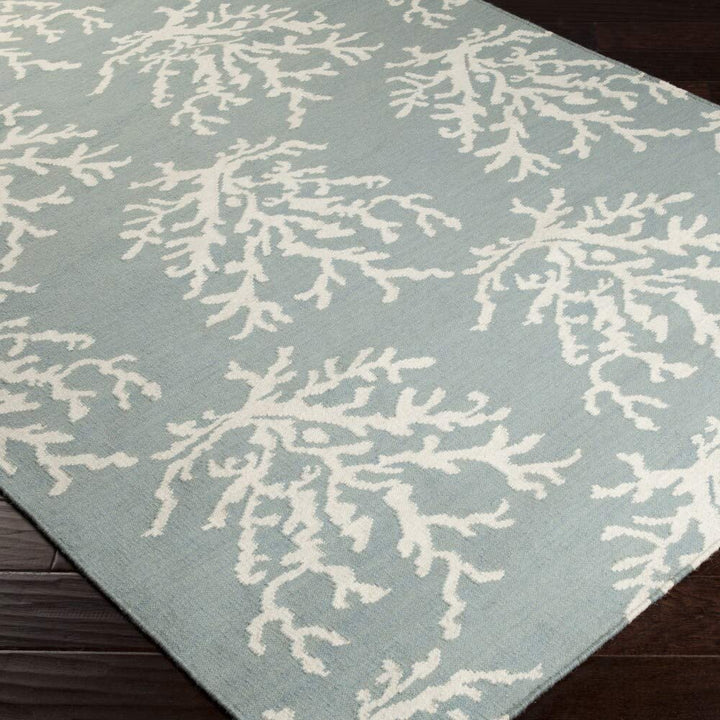 MISC Hand Woven Hornet Powder Blue Wool Area Rug 2'6" X 8' Runner Abstract Latex Free Handmade
