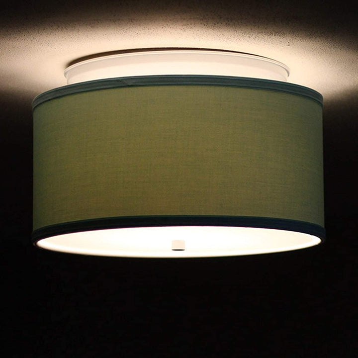 14 Moderne Flush Mount Converter Kit Island Paridise Blue Drum Lampshade 14x14x7 Off/White Modern Contemporary Fabric