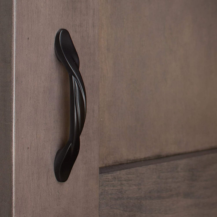 5 Pack 3 inch Center Twisted Cabinet Pull Black Modern Contemporary Zinc Matte - Diamond Home USA