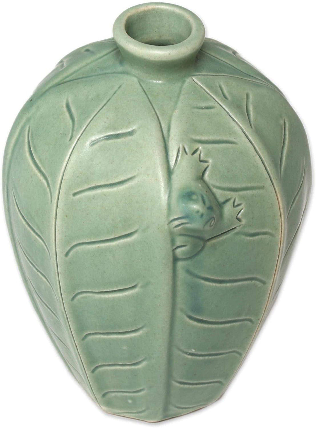 Handcrafted Ceramic 'Frangipani Frogs' Vases (Indonesia)